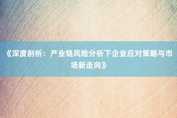 《深度剖析:产业链风险分析下企业应对策略与市场新走向》